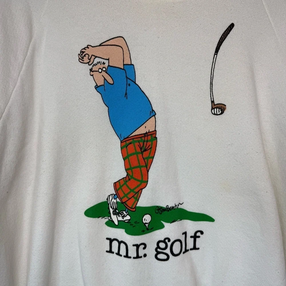 Screen Stars White 'Mr. Golf' Crewneck Sweater